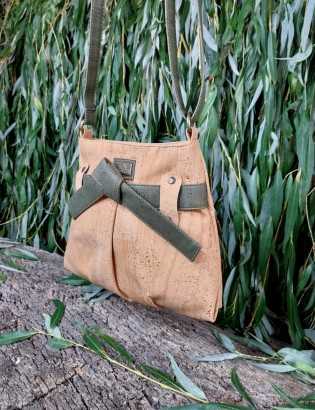 Sac à main liège Clara small naturel & vert